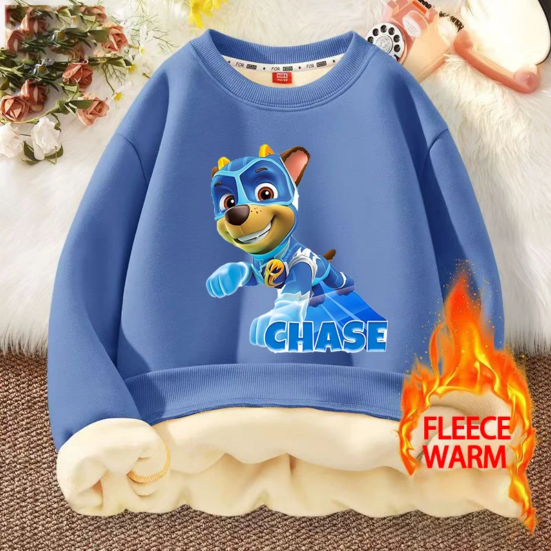 New Paw Patrol Child Sweatshirt Kids Thickened Thermal Sweatshirt Children Cartoon Figure Printed Tops Winter Kids Girls Clothes