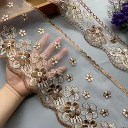 2 yards 160 mm 65 mm Strip Flower Lace Ribbon Trims Webbing Applique for Sofa Cover Curtain Home Textiles Trimmings Embroidered