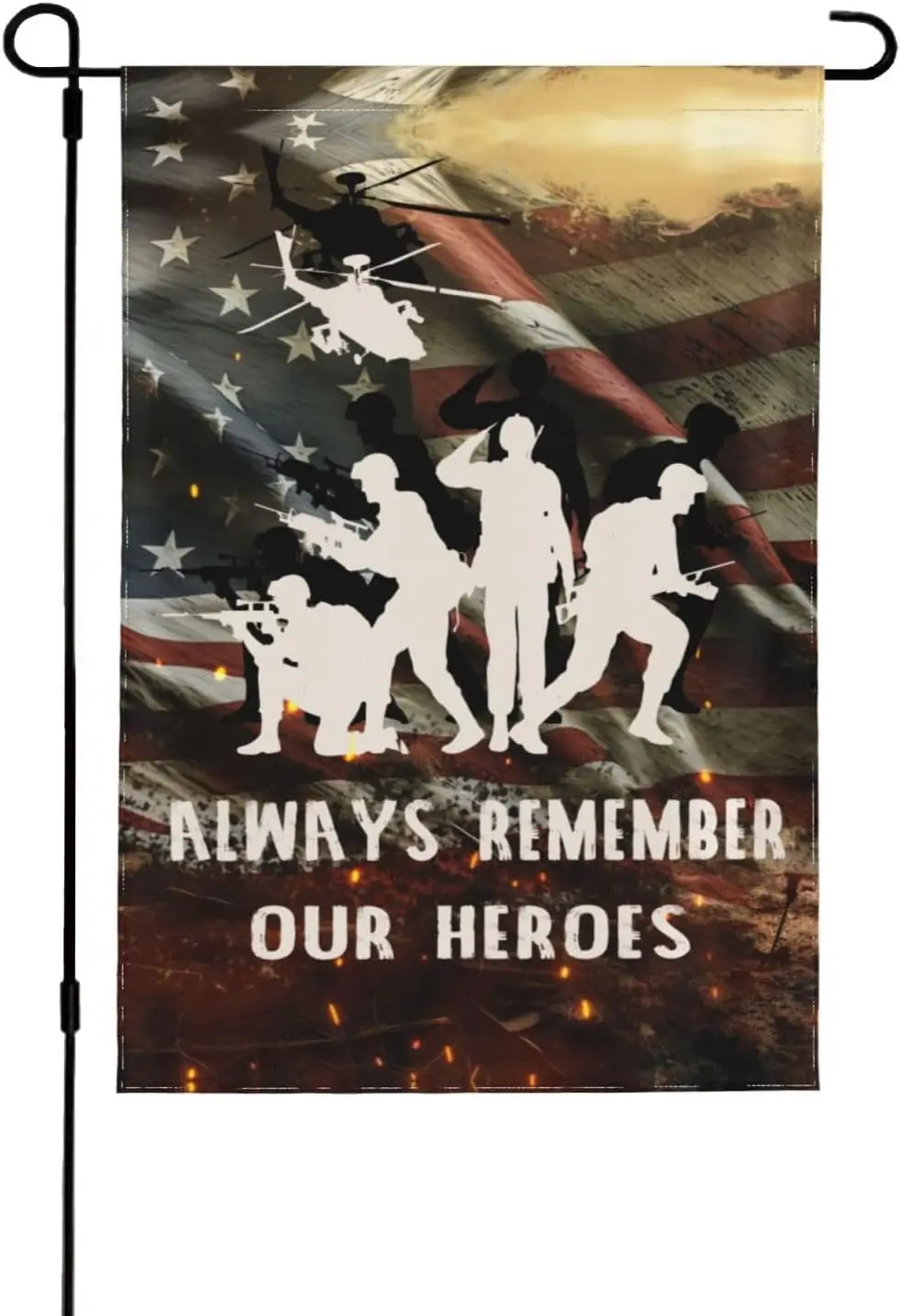 4th of july ALWAYS REMEMBER OUR HEROES Flag Decorations Memorial Day ndependence Day Veterans Day Flags for Outside 12x18 Inch G