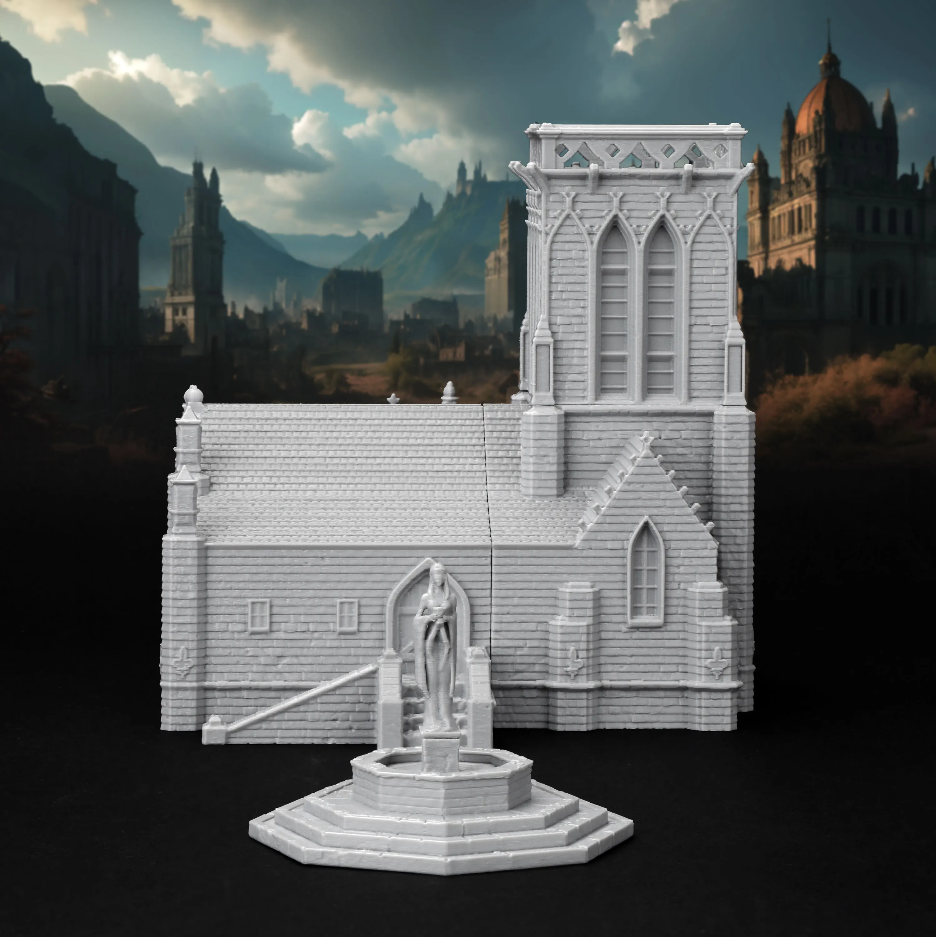 RPG Sacred Church Terrain Model Set, Fantasy Cathedral Architecture Models for TTRPG Tabletop Game, Collectible Miniature Gift