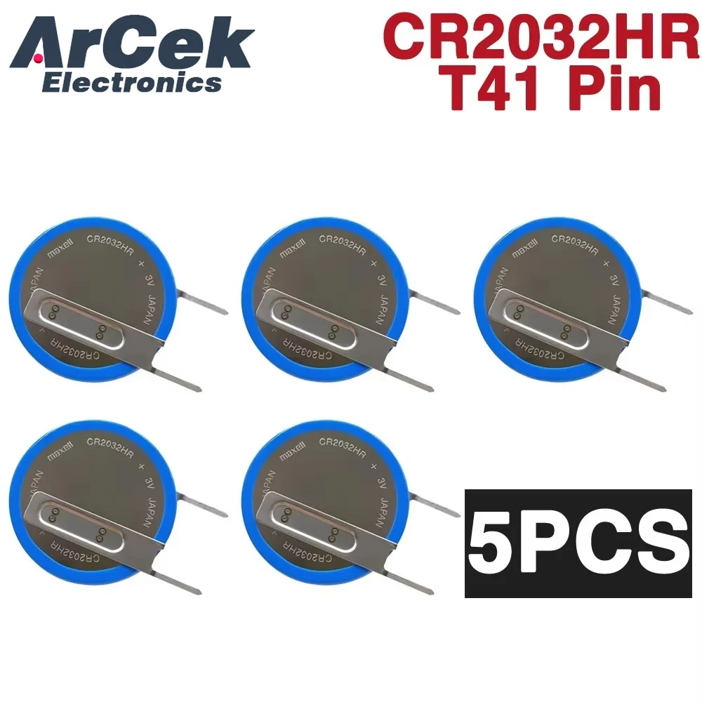5PCS Original MaxeII CR2032HR with T41 Welding Pin Lithium Battery 3V CR2032 HR for Automobile Tire Pressure Sensoring Detection