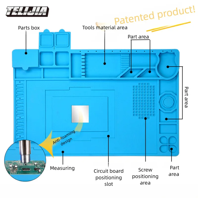 

Heat Insulation High Temperature Resistant Anti-Scalding Workbench Mobile Phone Repair with ESD Protection Magnetic Silicone Pad