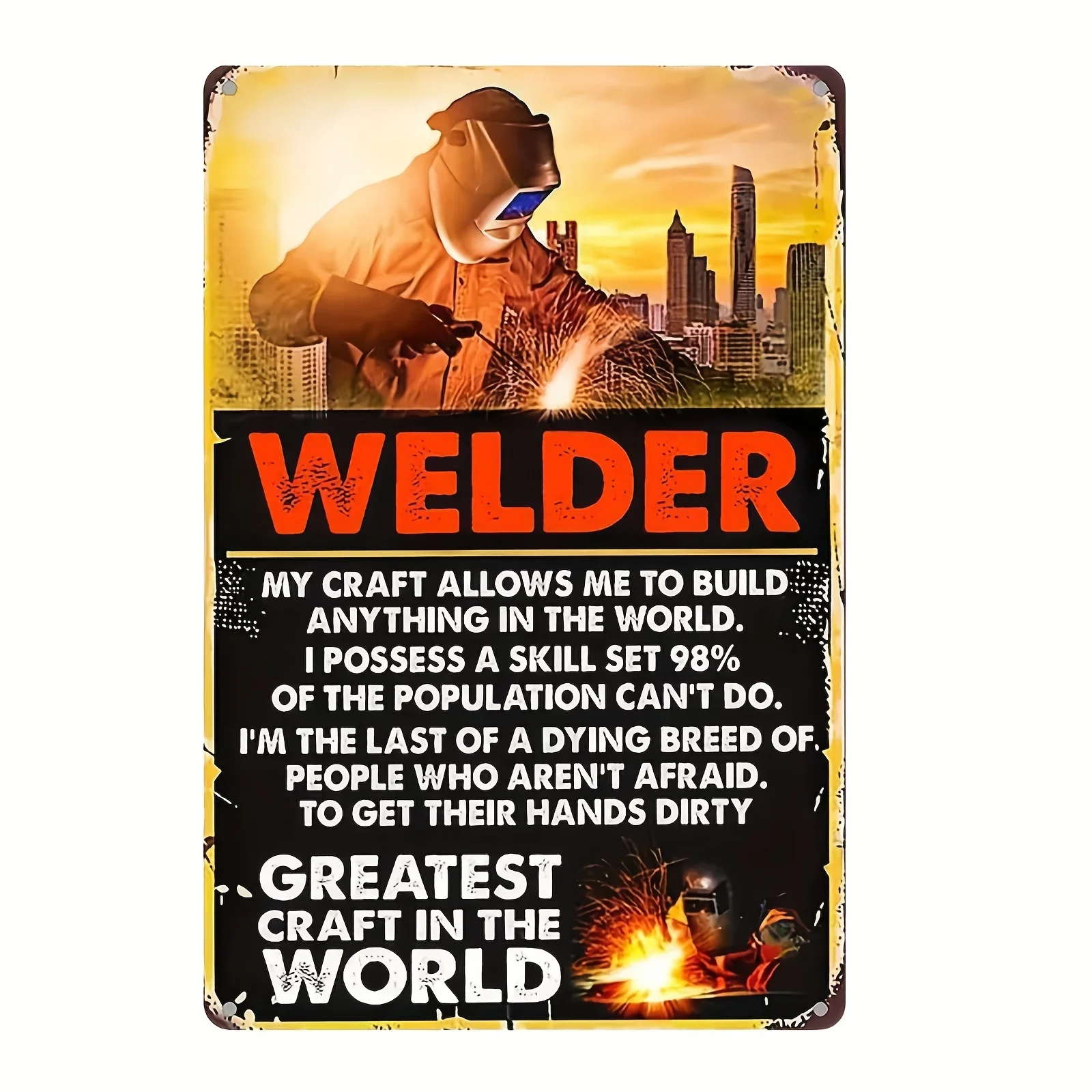 قطعة واحدة، لافتات حديدية فخورة لحام، حماية من الأشعة فوق البنفسجية، مضادة للبهتان، فن جداري عتيق عالي الوضوح، مناسب للمنازل والكراجات