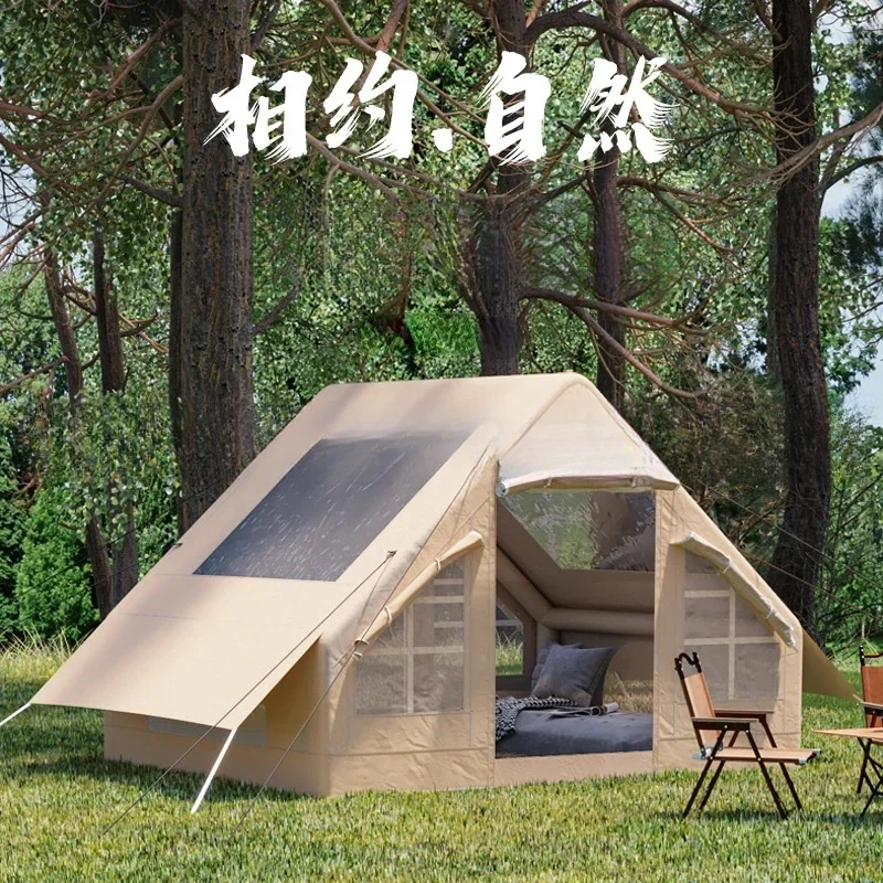 Portable inflatable roof, waterproof inflation, larger outdoor camping hotel tent, family party, 3-4 people