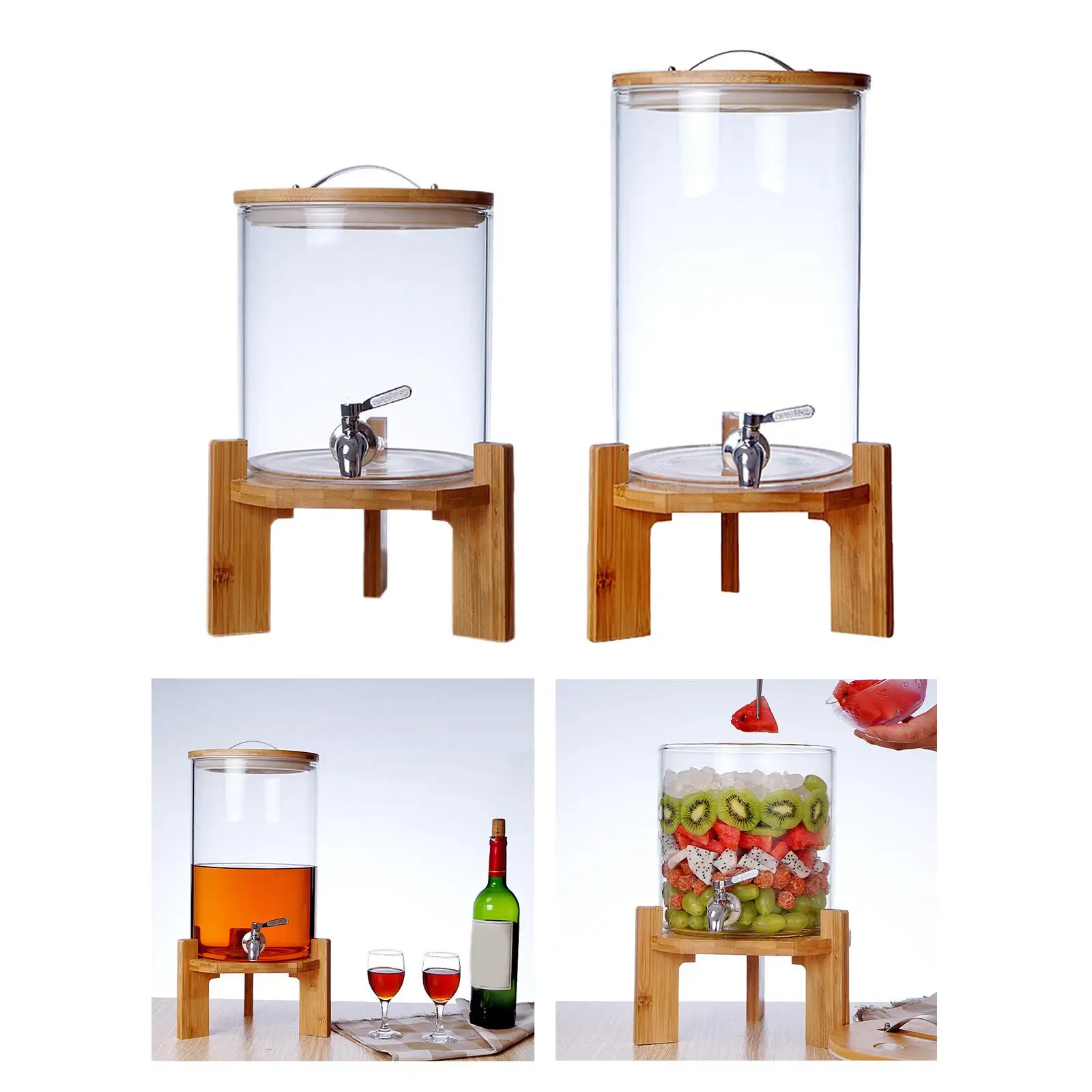 Glass Beverage Keg Dispenser, Kombucha Beverage Jar with Stainless