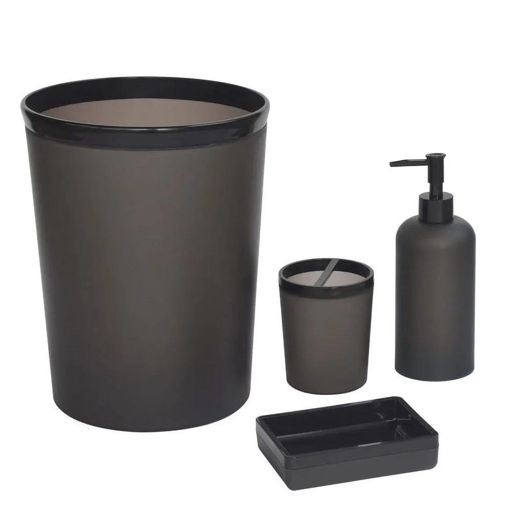 Frosted Soap Dispenser Pump Plastic Black Liquid Hand Wash Bottle for Bathroom Sink Kitchen view 5