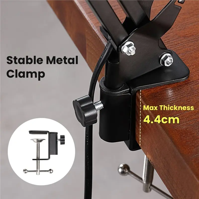 

75STO-Lamp With Clamp E27 Telescopic Swing Dormitory Reading Lamp Bedside Childern's Room EU Plug