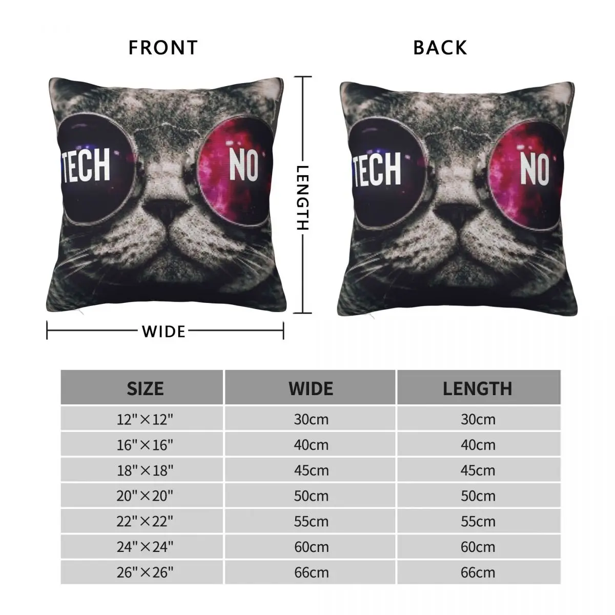 Techno Music Rave Cat Square Pillowcase Polyester Linen Velvet Pattern Zip Decorative Throw Pillow Case Car Cushion Cover