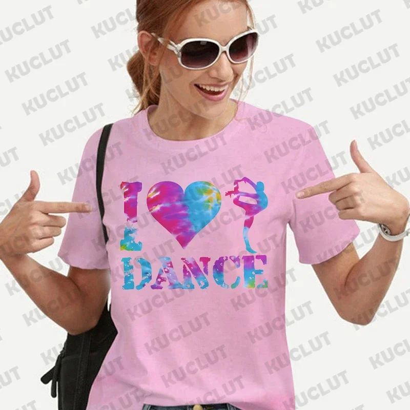 T Shirt Women I Love Dance Blouse Summer Soft Streetwear Harajuku Tees Fashion Print Graphic T-shirts Short Sleeve Y2k Tops