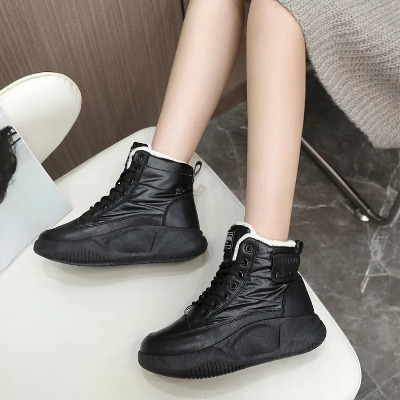 Winter Sneakers Fur Shoes Woman Comfort Warm Skateboard Ankle Boots Women Casual Sports Padded Shoes Footwear Zapatos De Mujer