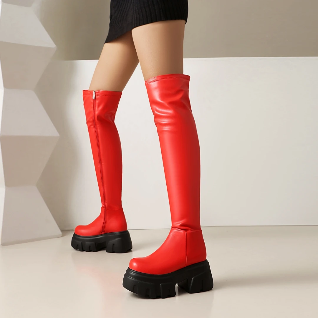 DoraTasla Minimally Designed Women's Knee High Boots With Anti Slip And Super High Heels Fashionable Showing Off Leg Length