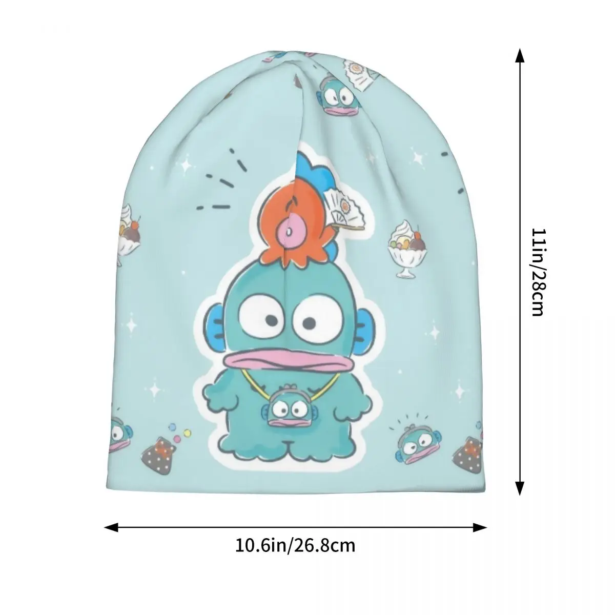 Hangyodon Cappelli a cuffia Moda Outdoor Skullies Berretti Cappello Simpatico cartone animato per uomo Donna Estate Berretto a doppio uso