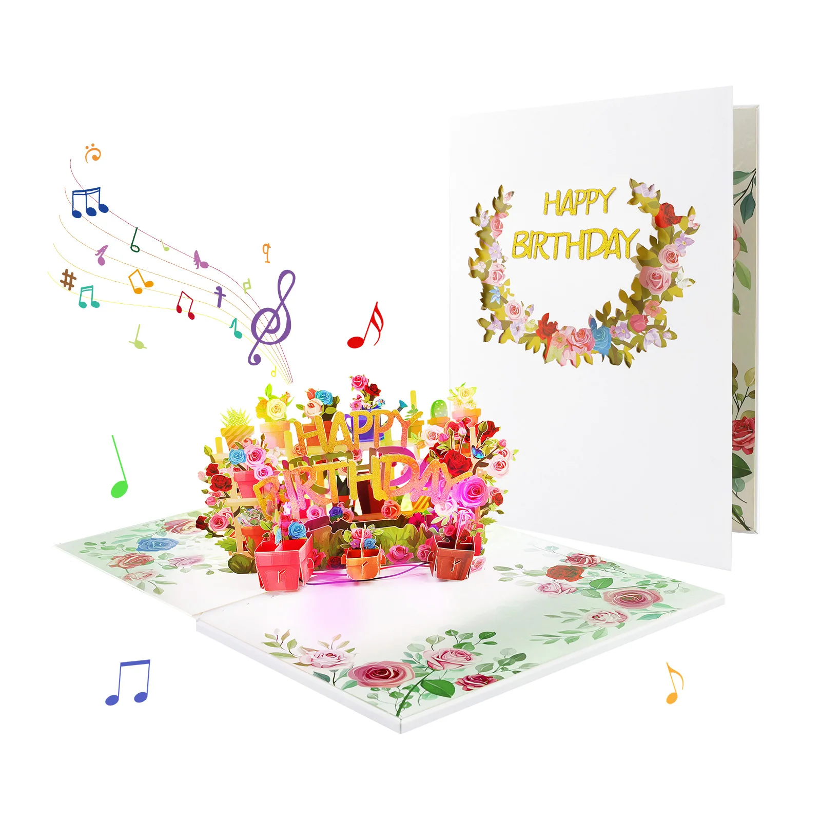 Musikalische Geburtstags-Pop-Up-Karte mit Licht und Musik, 3D-Grußkarte für Kinder, Erwachsene, Männer und Frauen – Detail 5