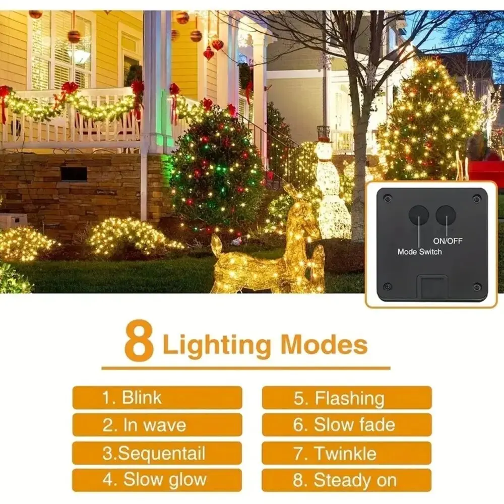 Outdoor Solar String Light 300/200/100/50 LED Fairy Garland 8 Mode Garden Yard Party Christmas Decoration Copper Wire Lamp