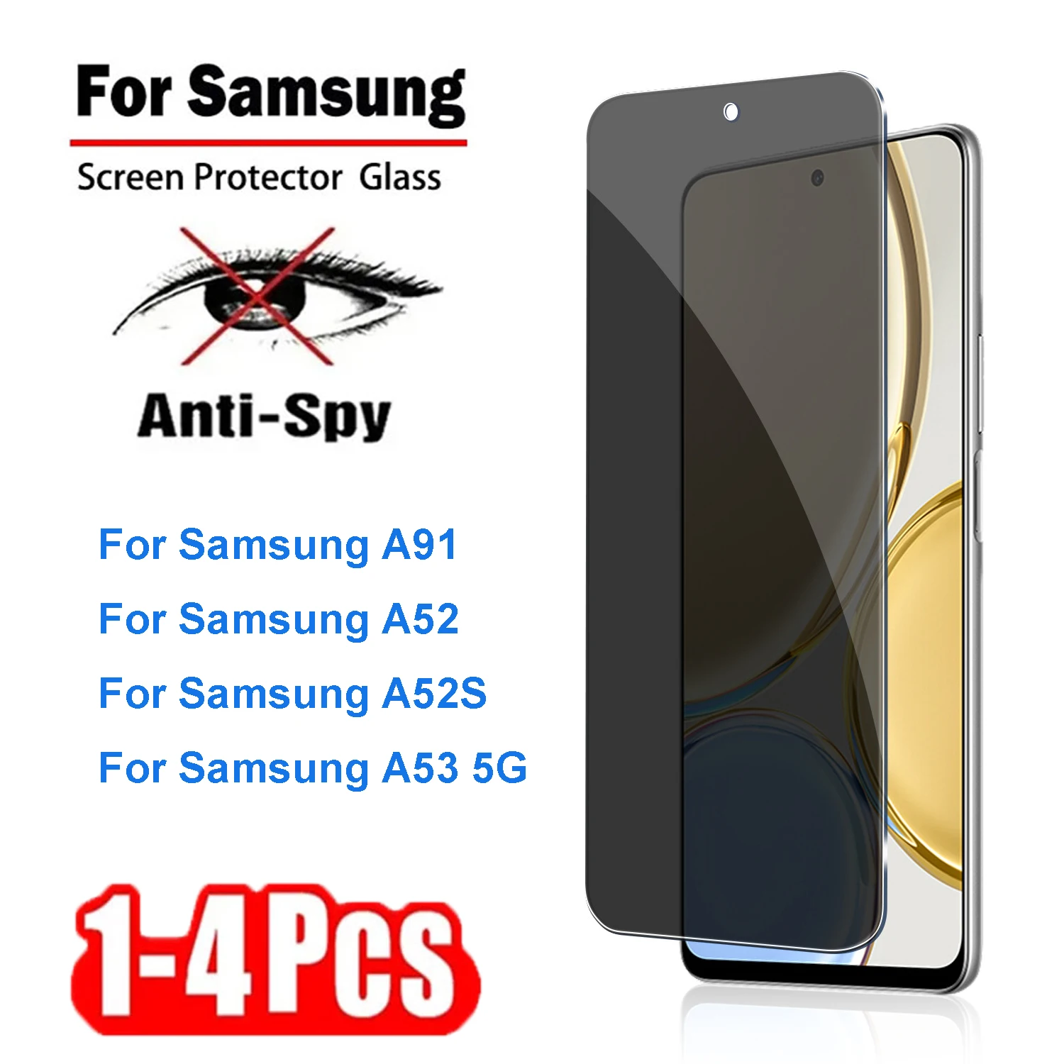 1-4Pcs Anti-spy Protective Tempered Glass for Samsung Galaxy A91 A52S Privacy Screen Protector for Samsung A52 A53 5G Film Glass