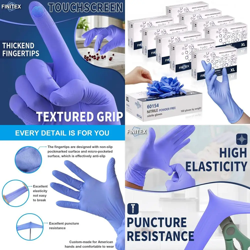 

Ice Blue Nitrile Gloves - Powder-Free, 1000 Pieces for Medical and Home Cleaning