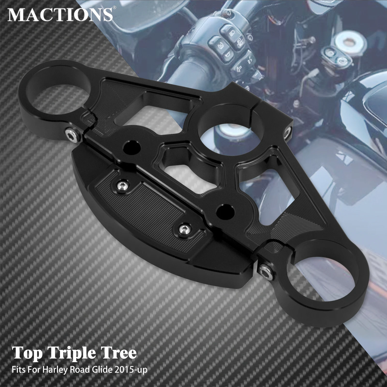 Motorcycle 49mm Top Triple Tree Metal Risers Triple Clamp Kits For Harley Touring Road Glide FLTR Ultra Limited CVO FLTRX 15-Up