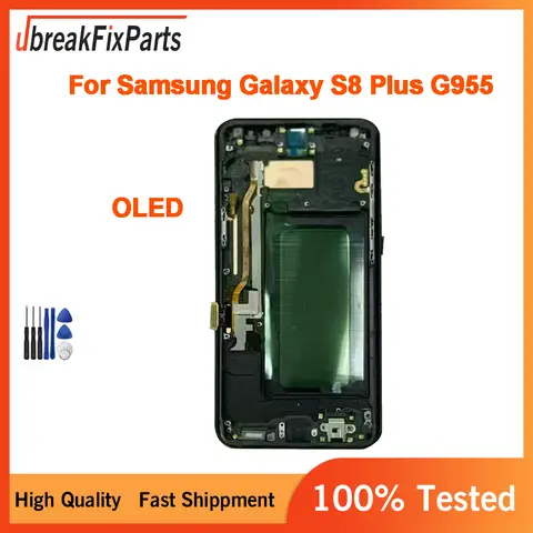 OLED per Samsung Galaxy S8 Plus G955U/W/B LCD Touch Screen Digitizer Display Frame Assembly