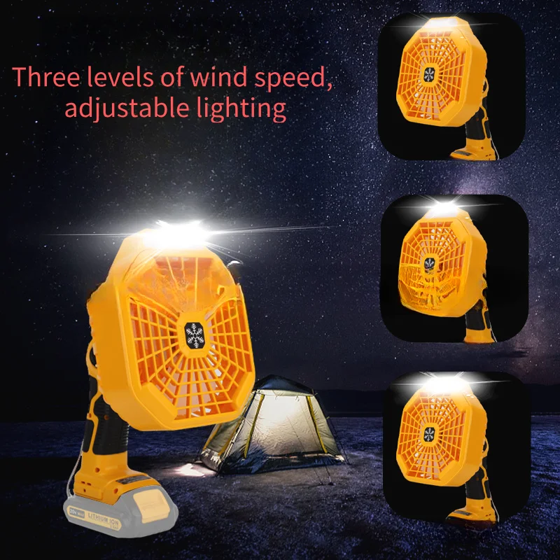 

Portable Camping Fan For Dewalt DCB200 DCB183 14.4V-18V Lithium Battery With 3W Lamp FC103 FC104 FC105 FC106 FC107 FC108