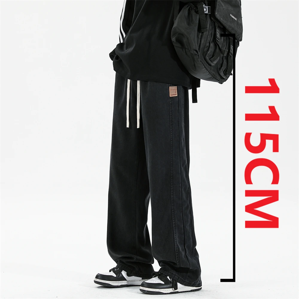 

2025 Новые джинсы удлиненной длины 190 см, высокие мужские осенние свободные брюки в американском стиле, прямые повседневные широкие брюки