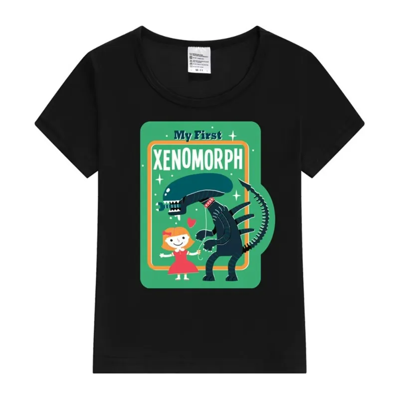 

2025 My First Xenomorph Kids T-Shirt New Summer T Shirt Girls Boys T Shirt Cartoon Print T-Shirts Children Girls Tops Clothes