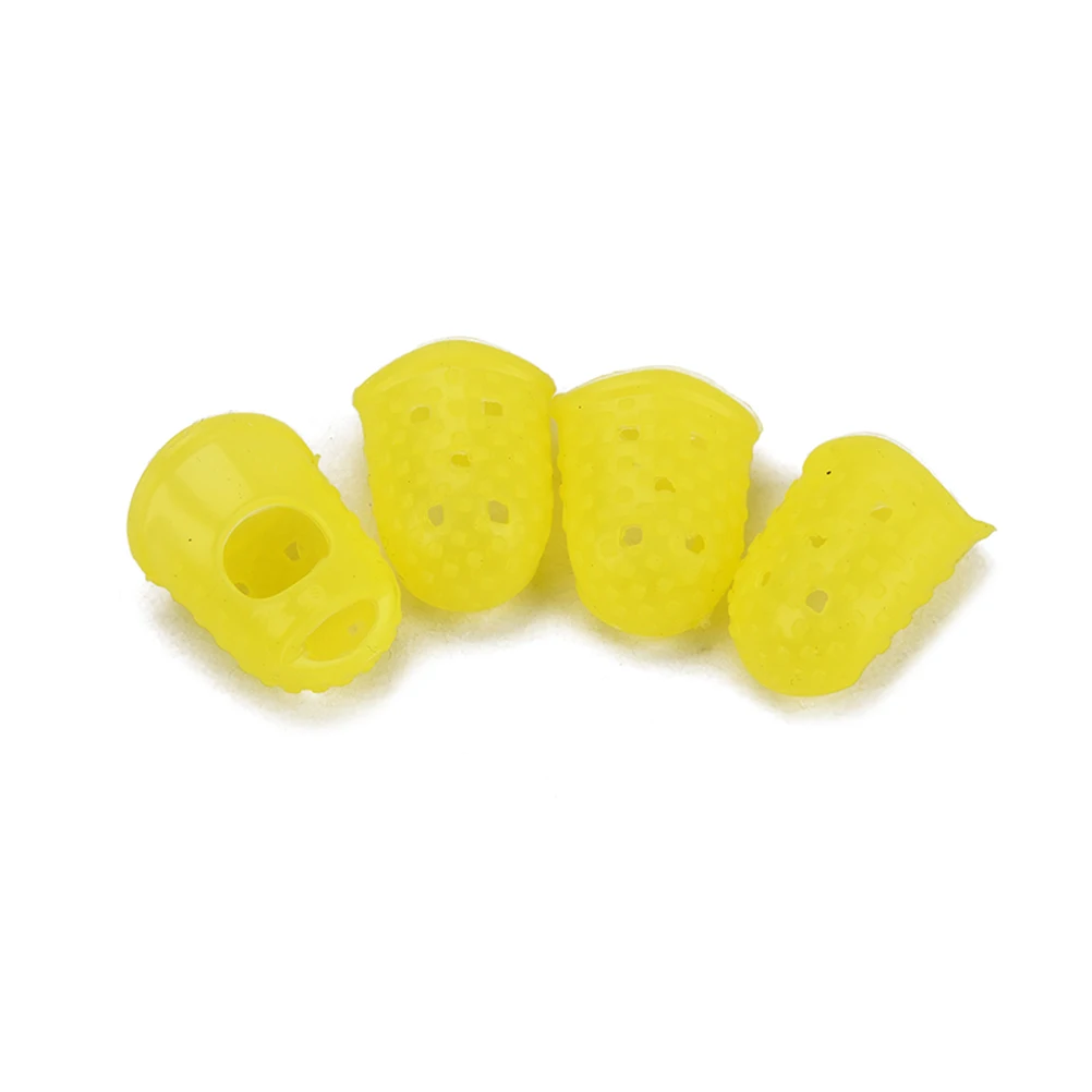 

4 Pcs Finger Cots Silicone Guitar Thumb Guards Caps Covers Fingertip Protectors