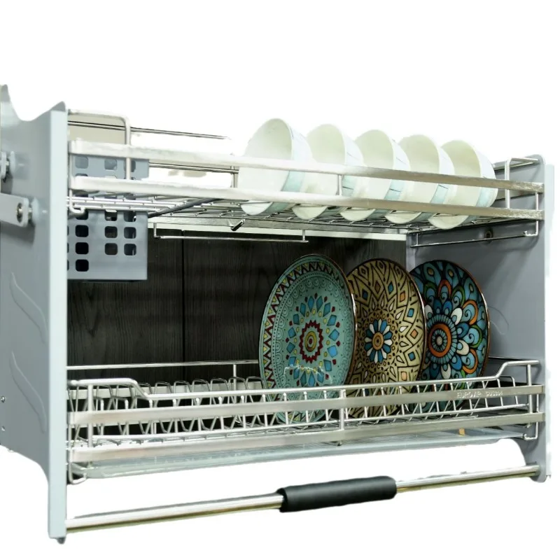 

304 material adjustable strength slow drop wall cabinet wall cabinet lift basket dish chopstick box lift