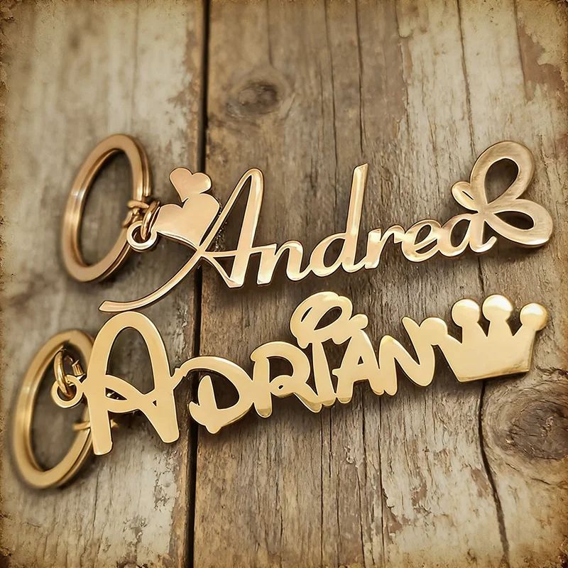 

Personalized Customized Engraved Lovers' Name Pendant Key Chain Stainless Steel Letter Nameplate Metal Key Ring Jewelry Gifts