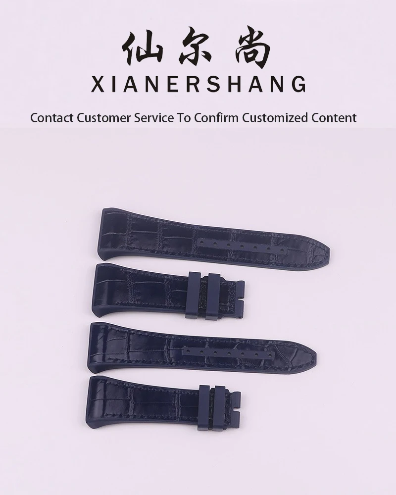 XIANERSHANG Custom F-ranck M-uller V45 V41 Original Watchband Crocodile Skin Strap Fluororubber+Alligator Belt Watch Accessories