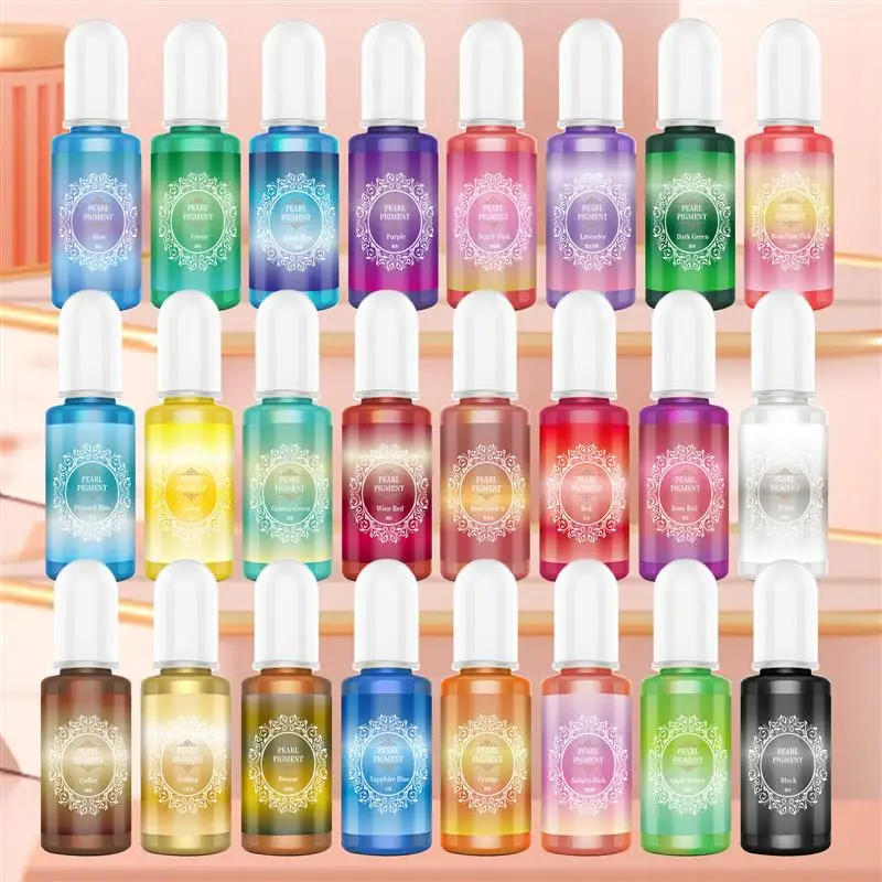 24 renk/Set Alçı Çimento Pigment Su Bazlı Pigment Sıvı Renklendirici Boya Konsantre Çimento Alçı Zanaat Kalıp Pigment Boya Kiti