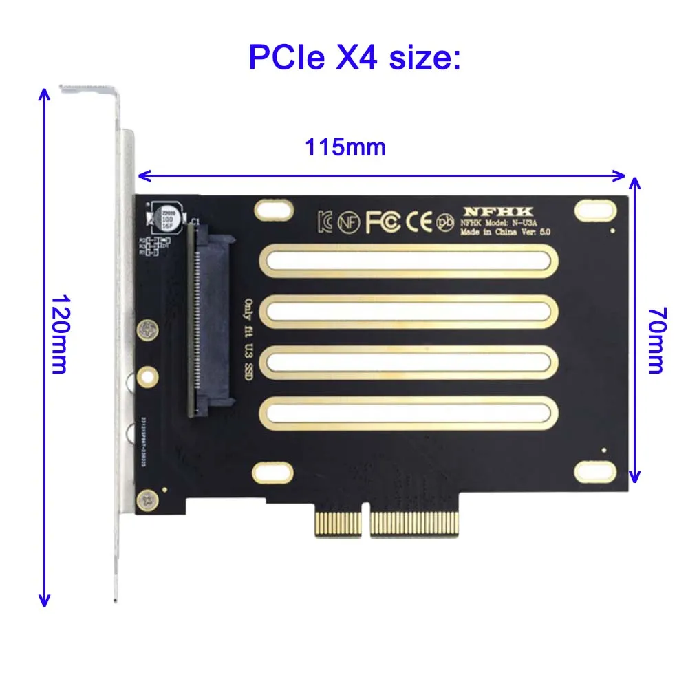 Carte adaptateur PCIe X1 vers SFF-8639 U.2 U.3, carte adaptateur de disque dur SFF-8639 U.3 vers PCIe X4 3.0 4.0 5.0