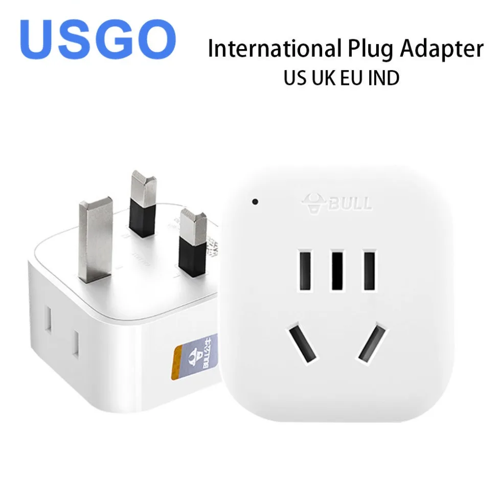 

USGO High Quality Practical Universal US UK EU IND IT CN CH RSA Power Adapter Travel Plug Converter 2 Flat Pin