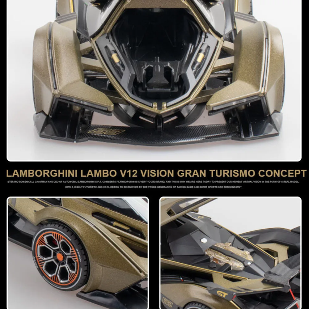 1/22 V12 스포츠카 모델 비전 VGT 그란 투리스모 합금 컨셉 다이캐스트 금속 시뮬레이션 장난감 모델 자동차 어린이 생일 선물