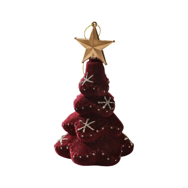 62KD Velvety Tree Hanging Ornament with Snowflake Detail for Holiday Tree Display