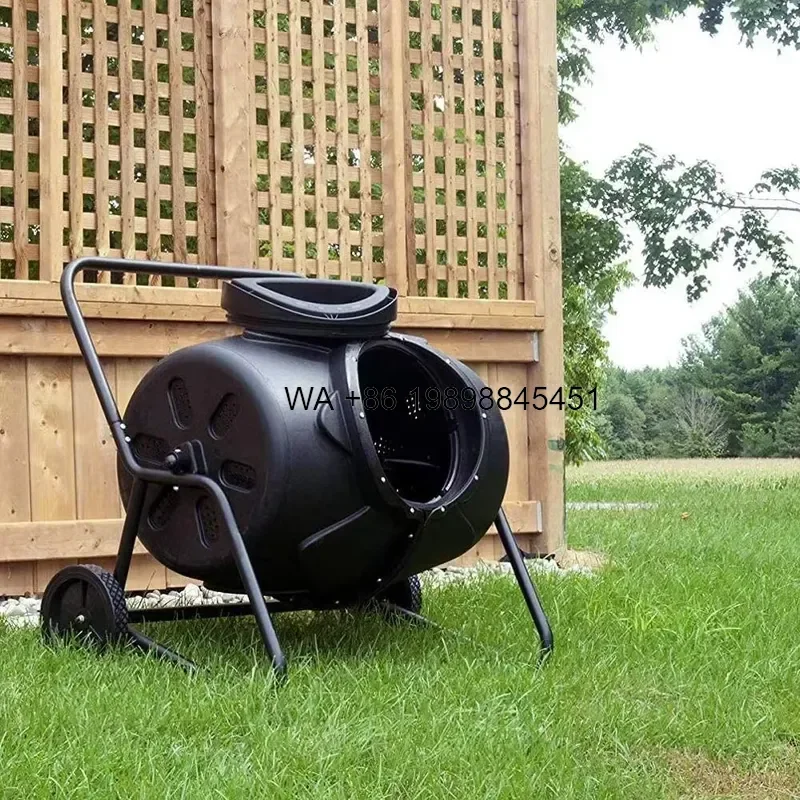 Wmwmnu 180L Tumbling Compost Bin for Garden Waste Recycling Outdoor Dual Chamber Composter
