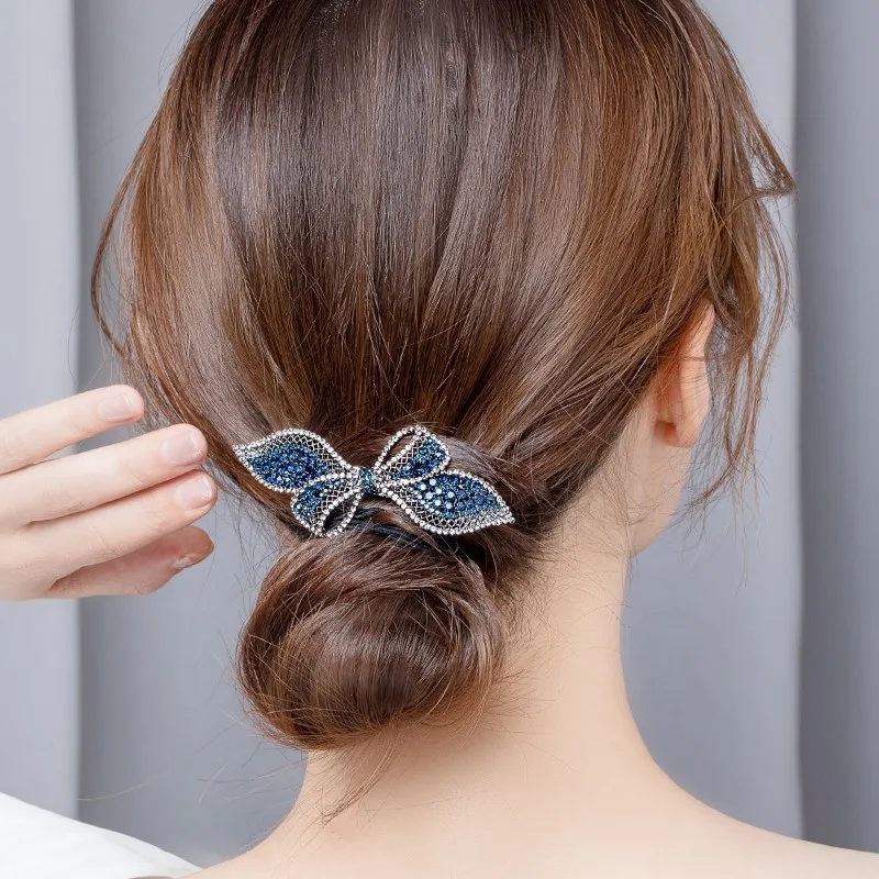 

Women Hair Accessories Rhinestone Hairpins Elegant Bows Hairgirps Barrette For Crystal Pearl Bow Hair Clips For