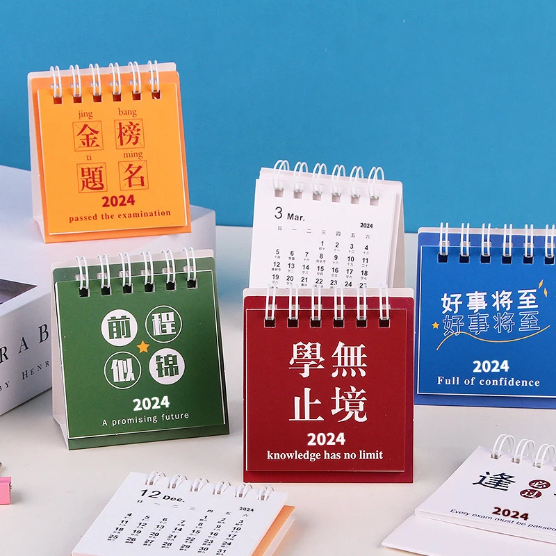 2024 Calendar Time Management Portable Desk Calendar Daily Schedule Mini Table Desk Calendar Table Calendar Desktop Decoration