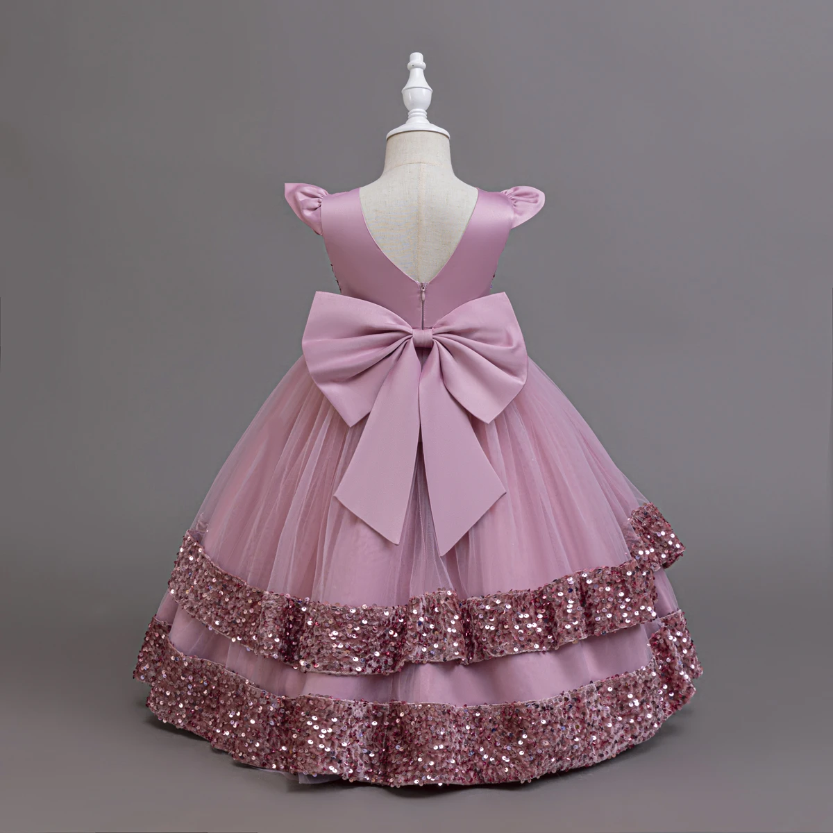 2025 New Elegant Girl Wedding Dress Sequined Mesh Princess Dress 4-12 Year Old Girl Graduation Party Prom Evening Dress