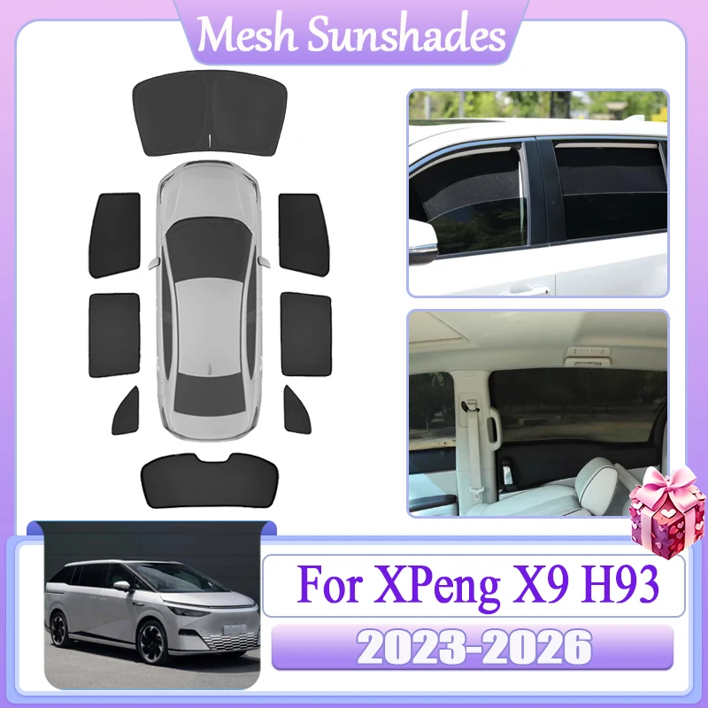 

For XPeng X9 H93 2023 2024 2025 2026 Auto Window UV Protection Mesh Sun Shade Privacy Curtain Sun Visor Sunshade Car Accessorie