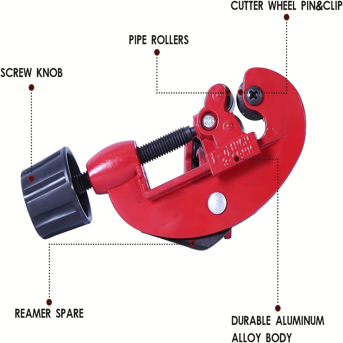 3-28mm/0.11-1.1inch Tube Cutter, Adjustable Aluminum Alloy Pipe Cutter for Cutting Copper Titanium Brass Steel Aluminum Tubing