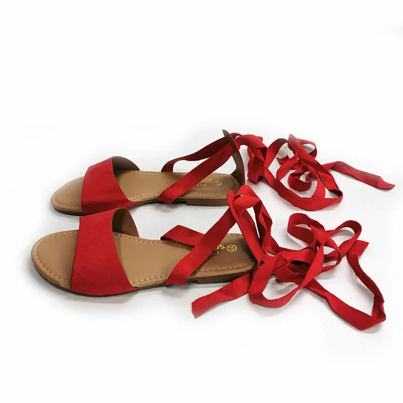 New Summer Women Sandals Sexy Flock Flat Sandals Cross-Strap Bandage Snakelike Sandals Breathable Peep Toe Gladiator Shoes