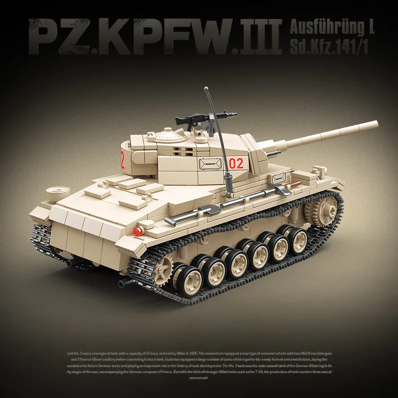 Alemanha tijolo militar guerras mundiais panzerkampfwagen iii ausf l tanque batisbrick bloco de construção veículo ww2 força do exército figuras brinquedos