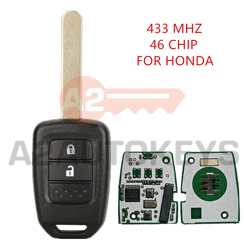 

A2AUTOKEYS For Honda Brio Mobilio 2015 2016 Remote Car Key 2 Buttons 433Mhz Auto Smart Remote Car Key with 46 Chip