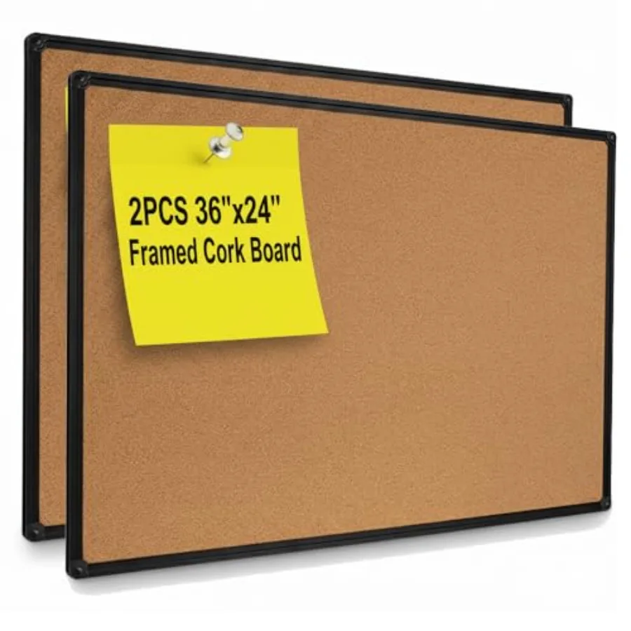 

2-Pack Cork Board 36 x 24 Inch Black Aluminum Frame Bulletin Board for Walls Large Self-Healing Vision Board for Office School