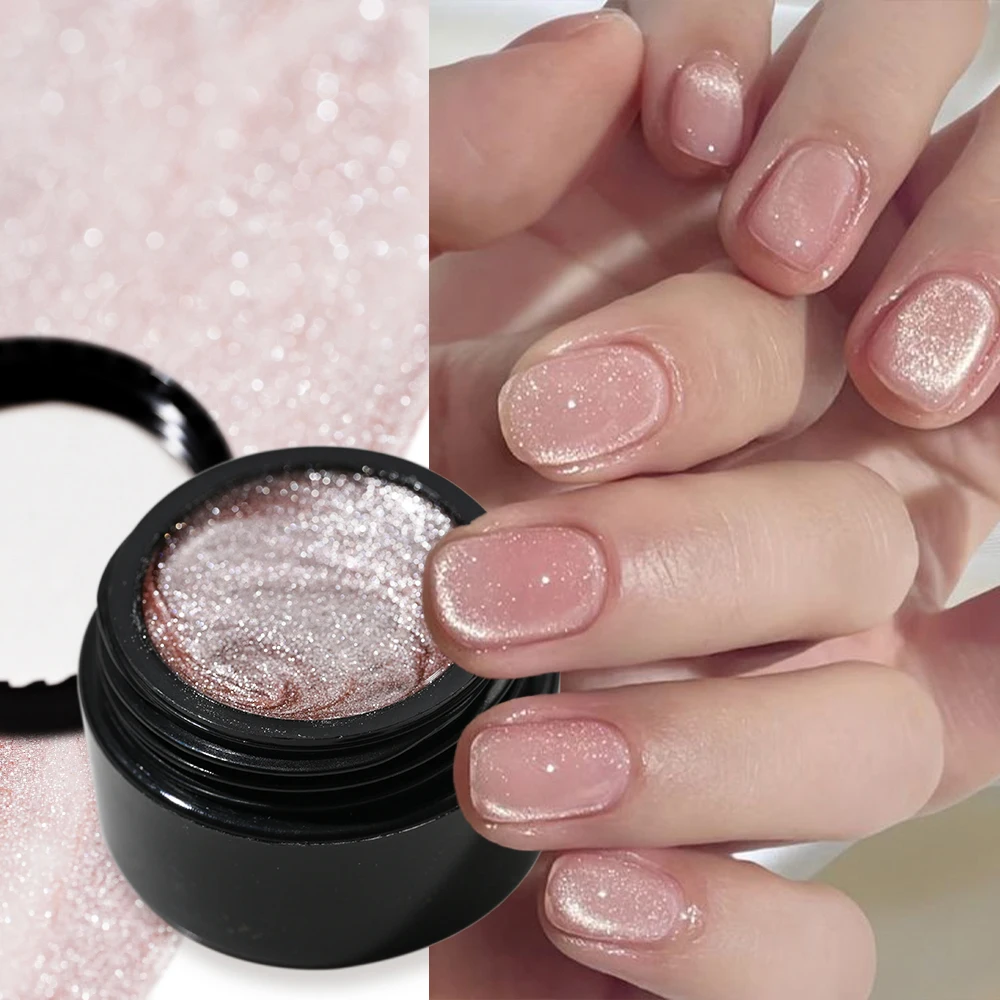 

5ml Crystal Pink Cat Eye Magnetic Gel Nail Polish Shiny French Glass Bead Effect Cat Eye Gel UV SoakOff Glitter Manicure Varnish