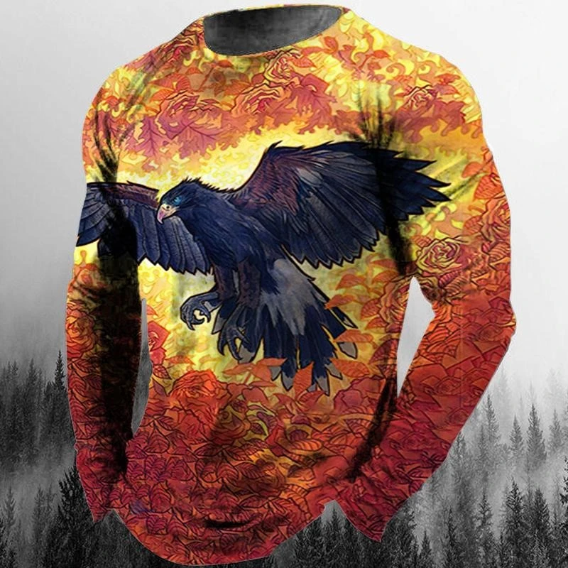 Cool Eagle T-shirts 3D Print Personality Street Long Sleeve O-neck T Shirts Harajuku Street Pop Animal Tops Autumn Trend Clothes image 2