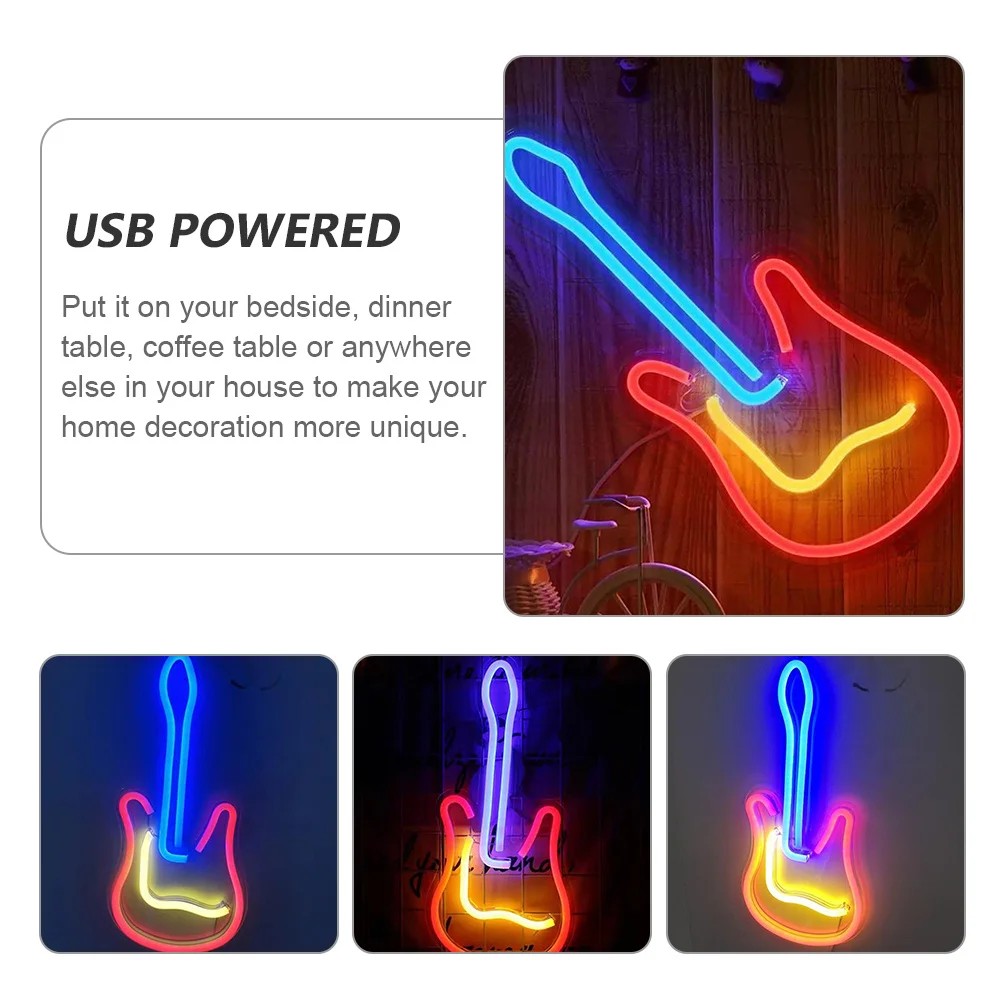 

Guitar Shape Neon Light Premium As Pvc Material Bedroom Decor Lamp Night Neon Light For Party Led Sign Decoration
