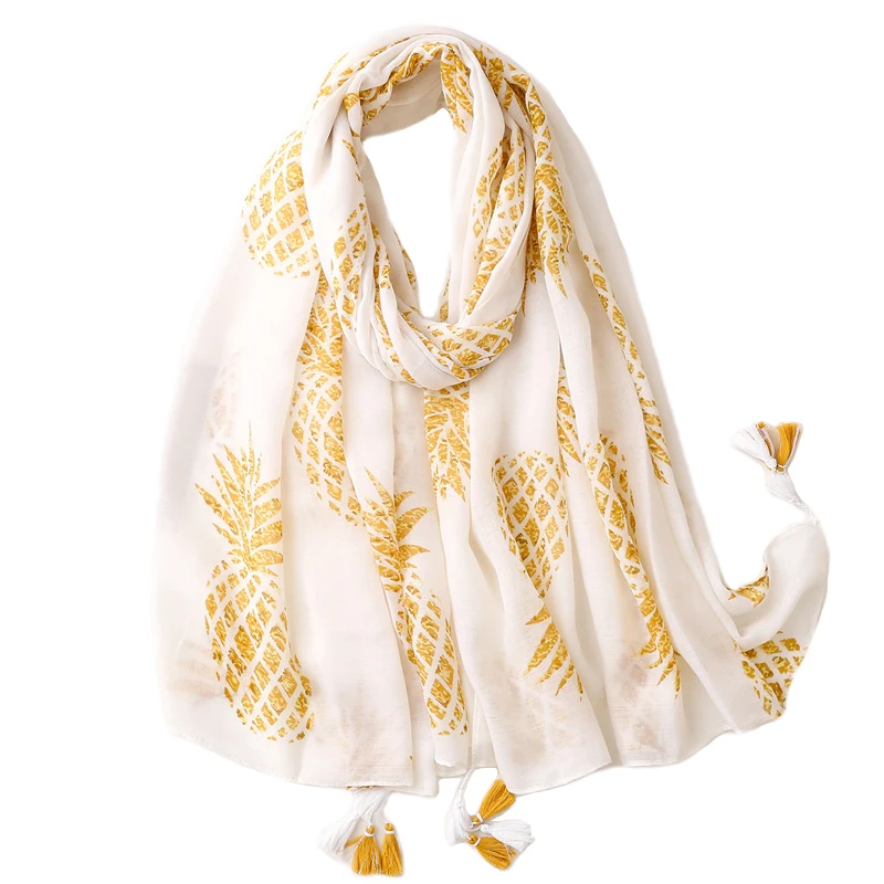 2022-new-cotton-pineapple-print-fringe-scarf-shawls-wrap-women-long-fruit-pattern-scarves-hijab-beach-scarves-free-shipping
