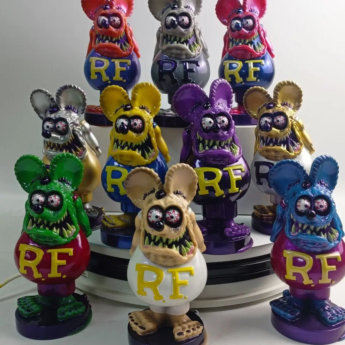 

Новые фигурки Rat Fink: коллекционная модель мотоцикла в стиле ретро с гальваническим покрытием, игрушка из ПВХ, аниме-фигурки, украшение для стола, подарки