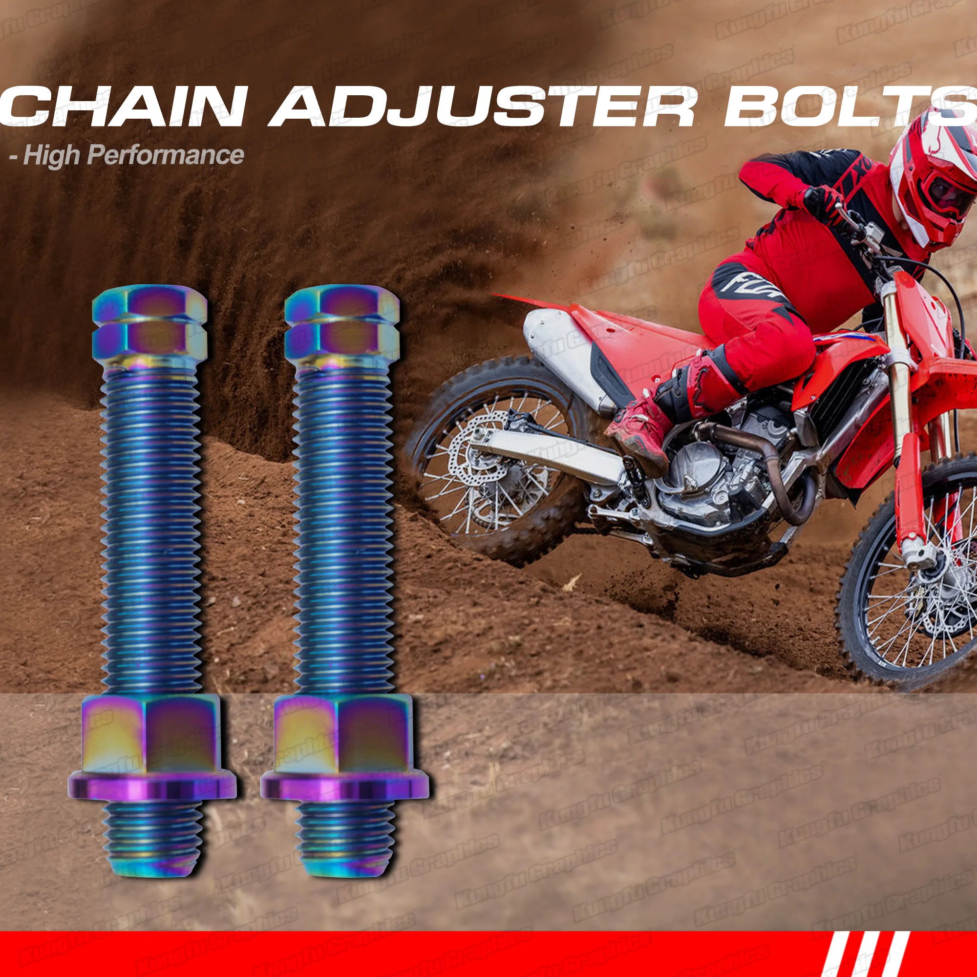 Titanium Alloy Chain Adjuster Bolts for Dirt Bike CR CRF KX KXF KLX DRZ RMZ YZ YZF WR / SX SXF XC XCF EXC EXC-F XCW XCF-W TE FE